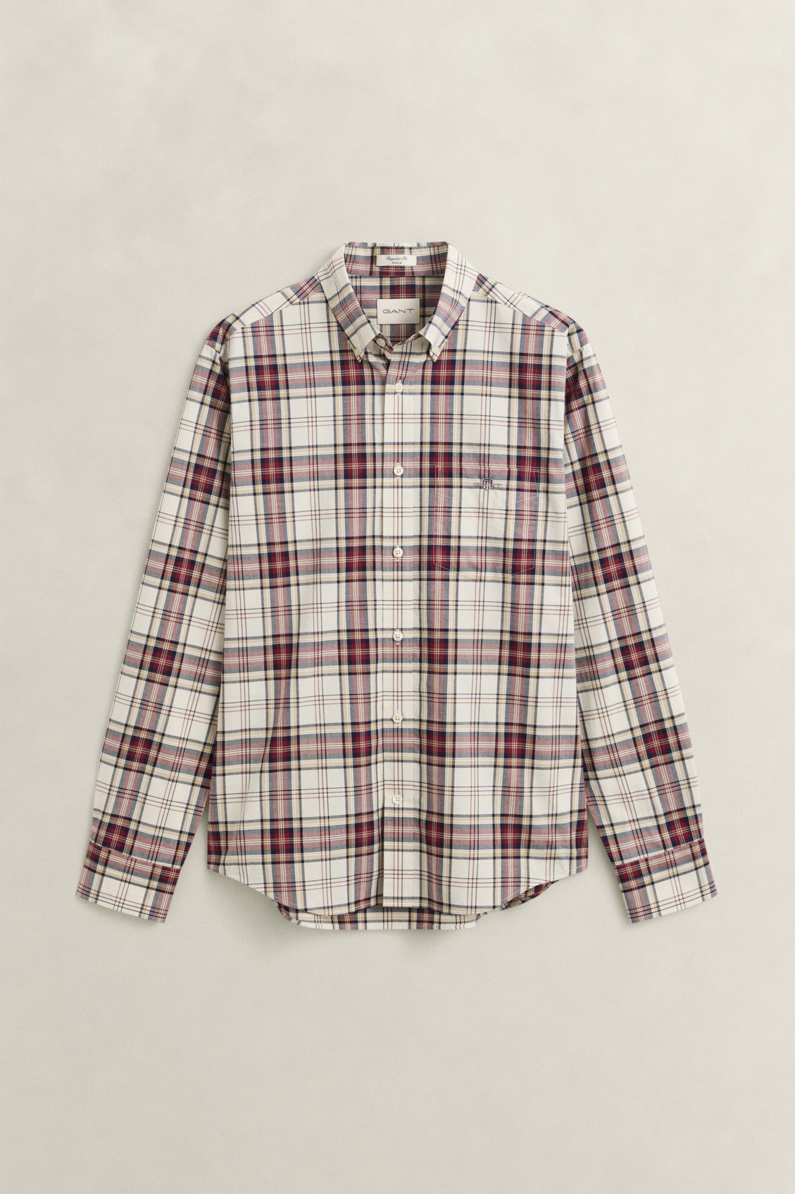 REG POPLIN CHECK SHIRT, DEEP GRAPE WINE #1