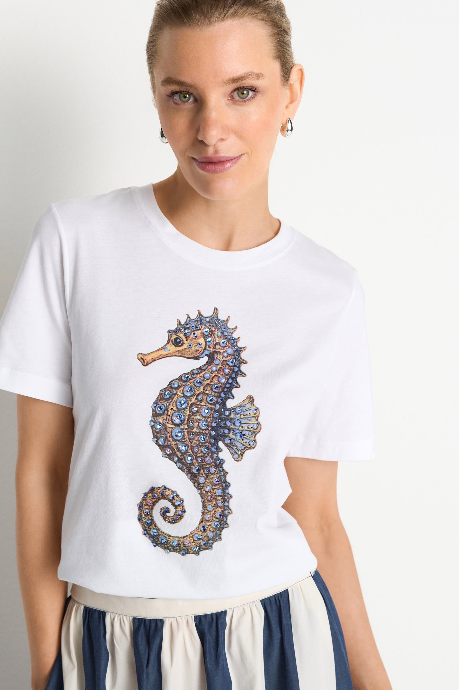 Elegant Fit T-Shirt Seahorse, white #3