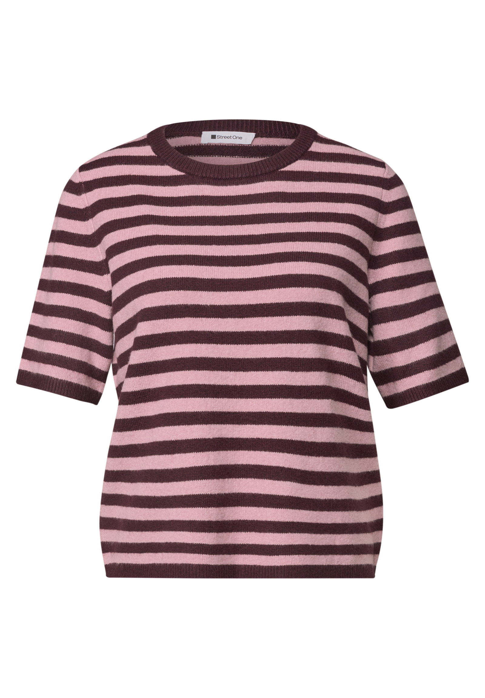 LTD QR_cosy sweater with strip, rustic rouge mel. #1